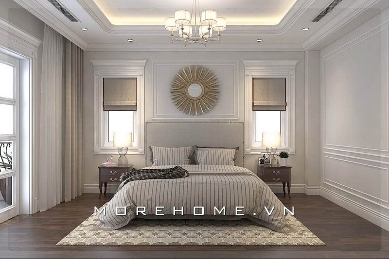 Mẫu giường ngủ bọc nỉ hiện đại cho phòng ngủ vợ chồng tại căn hộ chung cư cao cấp